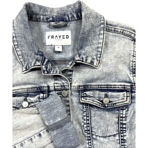 Frayed Jeans Denim Jacket Womens Size M Light Blue Acid‎ Wash